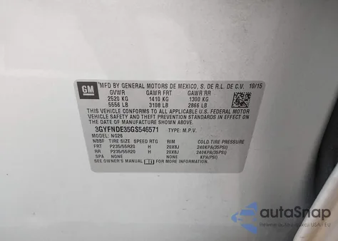 2016 Cadillac Srx Premium Collection from USA, damaged, VIN 3GYFNDE35GS546571